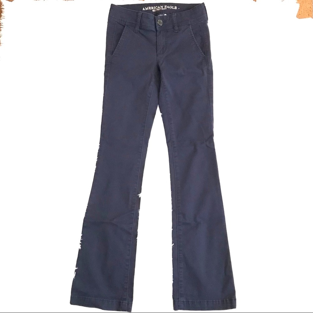 American eagle navy blue kick boot bootcut cargo pants